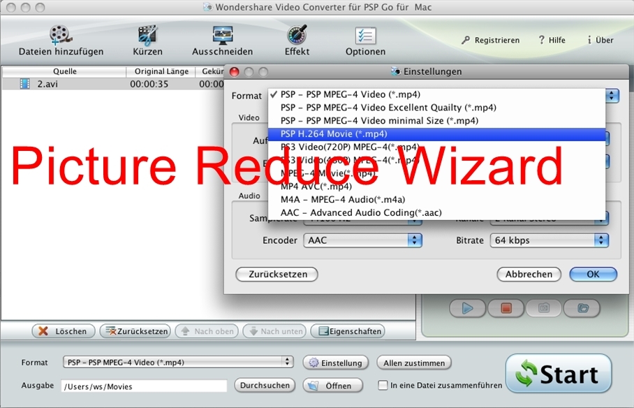 Wondershare Video Converter f?SP Go Mac(Deutsch