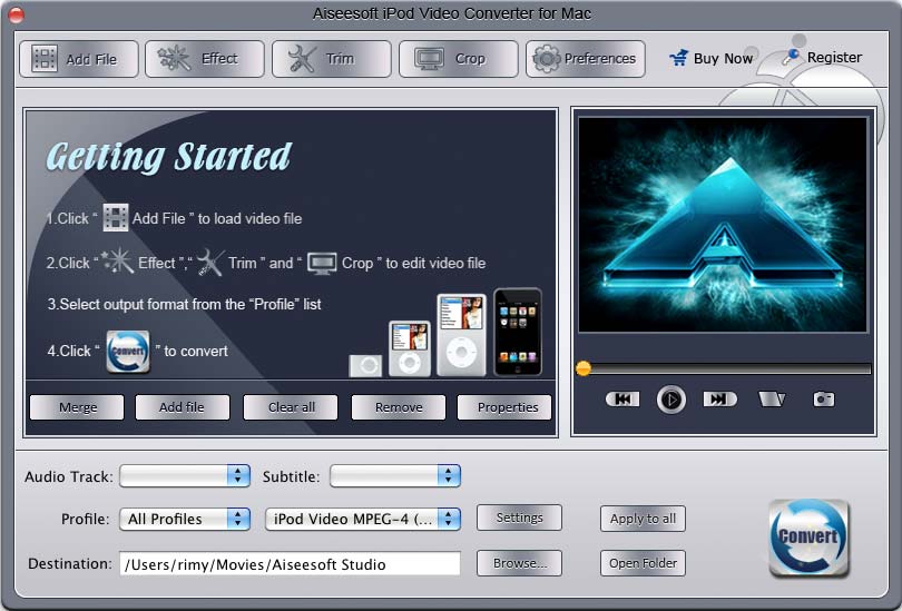 Aiseesoft iPod Video Converter for Mac 3.1.12